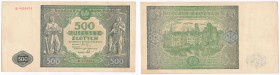 Banknote. 500 zlotych 1946 seria B

Banknot złamany kilkukrotnie, ugięty lewy, dolny róg. Rzadki.Lucow 1159 (R4); Miłczak 121a
Waga/Weight: Metal: ...