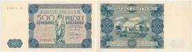 Banknote. 500 zlotych 1947 seria E2

Wyśmienicie zachowany banknot. Sztywny papier. Rzadki, szczególnie takim stanie zachowania.Lucow 1230 (R4), Mił...