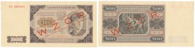 Banknote. SPECIMEN/Pattern 500 zlotych 1948 seria AY

Seria AY, numeracja 0000004. Obustronny, ukośny czerwony nadruk WZÓR.Minimalne przebarwienie n...