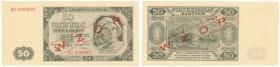 Banknote. SPECIMEN/Pattern 50 zlotych 1948 seria BS

Seria BS, numeracja 0000002. Obustronny, ukośny czerwony nadruk WZÓR.Wyśmienicie zachowany bank...