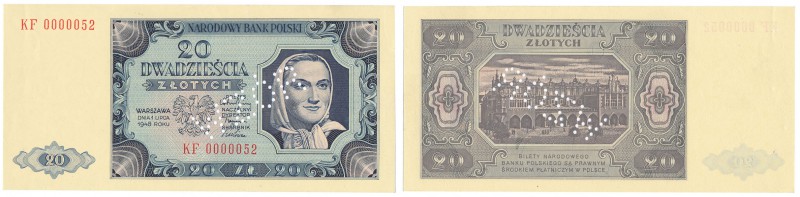 Banknote. SPECIMEN/Pattern 20 zlotych 1948 seria KF

Banknot po perforacji - W...