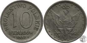 Polish Kingdom. 10 fenig (pfennig) 1917 FF
Bardzo ładny egzemplarz.Fischer ON 006
Waga/Weight: 3,64 g Fe Metal: Średnica/diameter: 
Stan zachowania...