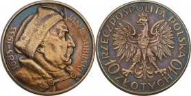 II RP. 10 zlotych 1933 Sobieski
Bardzo ładna moneta, złocista patyna, dobrze zachowane detale.Fischer OB 020; Parchimowicz 121
Waga/Weight: 21,91 g ...