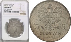 II RP. 5 zlotych 1928 Nike bez znaku NGC UNC
Pięknie zachowana moneta z połyskiem menniczym i wiekową patyną. Znakomicie zachowane detale, mikroryski...