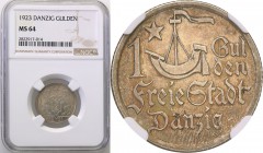 Gdansk/Danzig. 1 Gulden 1923 NGC MS64
Wysoka nota gradingowa.Idealnie zachowany egzemplarz. Zachowany połysk menniczy na całej powierzchni, kolorowa ...