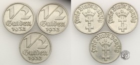 Gdansk/Danzig. 1/2 Gulden 1932 - set 3 coins
Patyna.Fischer WMG 010
Waga/Weight: Ni Metal: Średnica/diameter: 19,5 mm
Stan zachowania/condition: 3+...