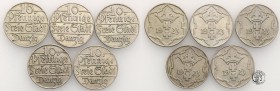 Gdansk/Danzig. 10 fenig (pfennig) 1923 - set 5 coins
Ładne egzemplarze. Fischer WMG 007
Waga/Weight: CuNi Metal: Średnica/diameter: 
Stan zachowani...