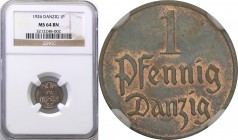 Gdansk/Danzig. 1 fenig (pfennig) 1926 NGC MS64 BN (2 MAX)
Druga najwyższa nota gradingowa na świecie. Monety z rocznika 1926 w menniczych stanach zac...