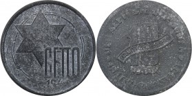 Ghetto of Lodz. 10 Marek 1943, magnesium - odmiana 1/1
Bardzo ładnie zachowany egzemplarz jak na ten typ monety. Rzadka odmiana 1/1.Sarosiek S.3a; Ja...