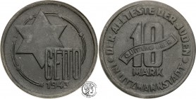 Ghetto of Lodz. 10 Marek 1943, magnesium - odmiana 2/2
Bardzo ładnie zachowany egzemplarz jak na ten typ monety. Rzadka odmiana 2/2.Rzadko zdarzają s...