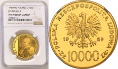 PRL. 10.000 zlotych 1989 Pope John Paul II kratka NGC PF67 ULTRA CAMEO
Nakład tylko 1000 sztuk. Rzadka moneta wchodząca w skład złotego setu papieski...
