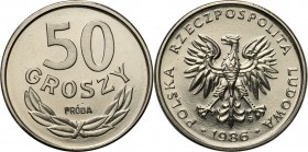 PRL. PROBE/PATTERN Nickel 50 grosz (Groschen) 1986
Menniczy egzemplarz.Fischer P 059
Waga/Weight: 5.70 g Ni Metal: Średnica/diameter: 
Stan zachowa...