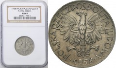 PRL. PROBE/PATTERN Nickel 1 zloty 1958 NGC MS63
Piękny, egzemplarz w amerykańskim gradingu. Poszukiwana moneta.Fischer P 069
Waga/Weight: Metal: Śre...