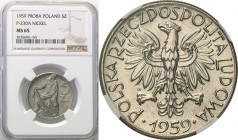 PRL. PROBE/PATTERN Nickel 5 zlotych 1959 Rybak NGC MS65
Piękny, menniczy egzemplarz. Rzadka moneta.Fischer P 079 
Waga/Weight: 11.44 g Ni Metal: Śre...