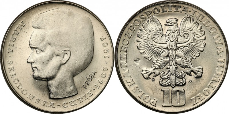 PRL. PROBE/PATTERN Nickel 10 zlotych 1967 Skłodowska
Piękny egzemplarz, drobne ...