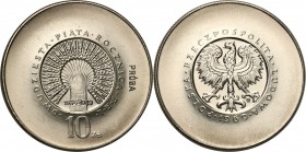 PRL. PROBE/PATTERN Nickel 10 zlotych 1968 - 25 lat PRL
Piekny egzemplarz.Fischer P 110
Waga/Weight: 9.84 g Ni Metal: Średnica/diameter: 
Stan zacho...