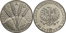 PRL. PROBE/PATTERN Nickel 10 zlotych 1971 FAO chleb
Piękny egzemplarz.Fischer P 117
Waga/Weight: 9.88 g Ni Metal: Średnica/diameter: 
Stan zachowan...