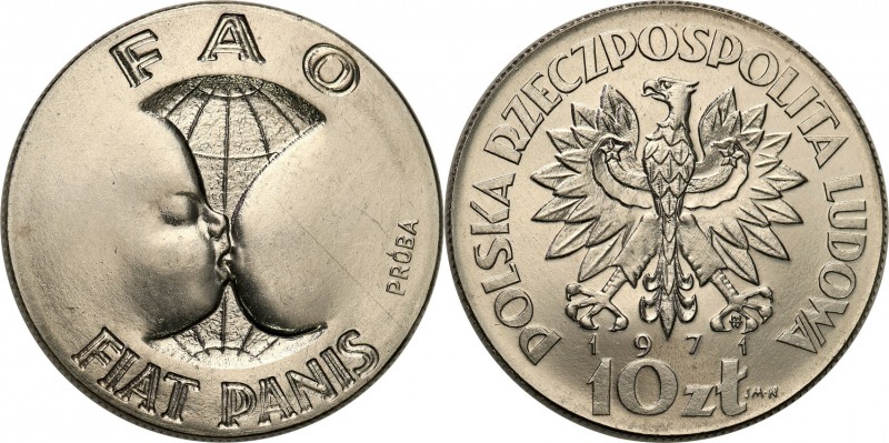 PRL. PROBE/PATTERN Nickel 10 zlotych 1971 FAO fiat pianis
Piękny egzemplarz.Fis...