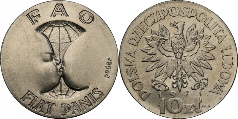 PRL. PROBE/PATTERN Nickel 10 zlotych 1971 FAO fiat pianis
Piękny egzemplarz.Fis...
