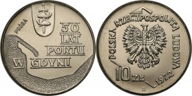 PRL. PROBE/PATTERN Nickel 10 zlotych 1972 Port w Gdyni
Piękny egzemplarz.Fischer P 121&nbsp;&nbsp;&nbsp; 
Waga/Weight: 9.47 g Ni Metal: Średnica/dia...