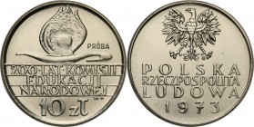PRL. PROBE/PATTERN Nickel 10 zlotych 1973 Komisja Edukacji Narodowej
Menniczy egzemplarz.Fischer: P 124
Waga/Weight: 9,441 g Ni Metal: Średnica/diam...
