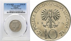 PRL. PROBE/PATTERN Nickel 10 zlotych 1974 Mickiewicz PCGS SP67 (MAX)
Najwyższa nota gradingowa na świecie. Piękny egzemplarz.Fischer P 126
Waga/Weig...