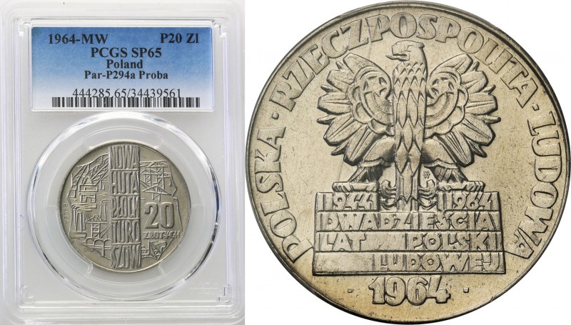 PRL. PROBE/PATTERN Nickel 20 zlotych 1964 huta Turoszów PCGS SP65 (MAX)
Najwyżs...