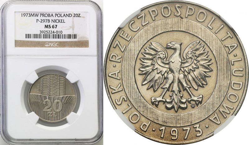 PRL. PROBE/PATTERN Nickel 20 zlotych 1973 wieżowiec NGC MS67 (2 MAX)
Druga najw...