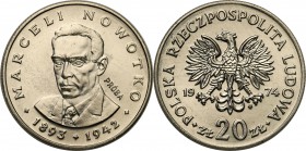 PRL. PROBE/PATTERN Nickel 20 zlotych 1974 Nowotko
Piękny egzemplarz.Fischer P 140
Waga/Weight: 10.11 g Ni Metal: Średnica/diameter: 
Stan zachowani...