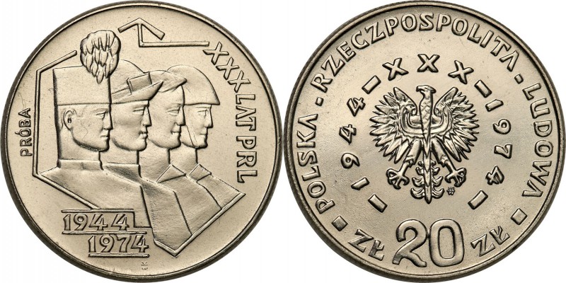 PRL. PROBE/PATTERN Nickel 20 zlotych 1974 XXX lat PRL
Piękny egzemplarz.Fischer...