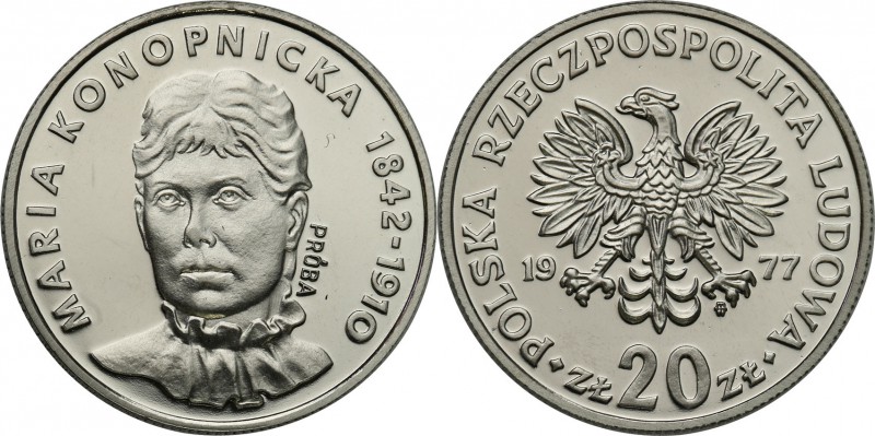 PRL. PROBE/PATTERN Nickel 20 zlotych 1977 Maria Konopnicka
Piękny egzemplarz.Fi...