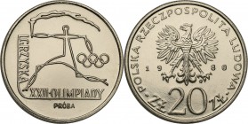 PRL. PROBE/PATTERN Nickel 20 zlotych 1980 Igrzyska XXII Olimpiady
Piękny egzemplarz.Fischer P 153
Waga/Weight: 10.26 g Ni Metal: Średnica/diameter: ...