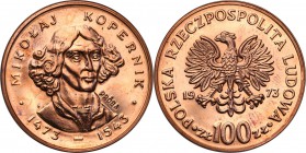 PRL. PROBE/PATTERN copper 100 zlotych 1973 Kopernik, stempel zwykły RARE
Ekstremalnie rzadka moneta próbna, wybita w miedzi w nieznanym nakładzie. Na...