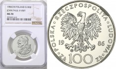 PRL. 100 zlotych 1986 John Paul II stempel zwykły NGC MS70 (MAX)
Srebrna papieska moneta wybita stemplem zwykłym o nakładzie zaledwie 80 sztuk.Najwyż...