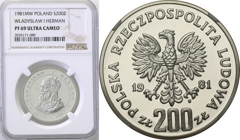 PRL. 200 zlotych 1981 Władysław Herman NGC PF69 ULTRA CAMEO (2 MAX)
Wyśmienity,...
