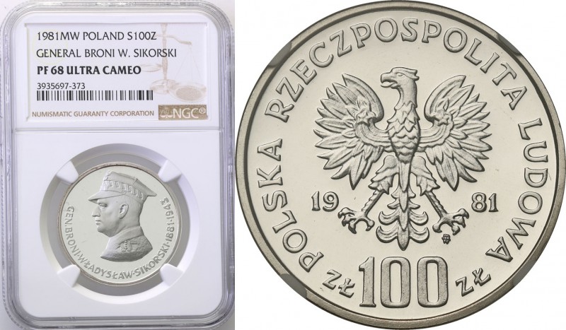 PRL. 100 zlotych 1981 Sikorski NGC PF68 ULTRA CAMEO
Piękny, menniczy egzemplarz...