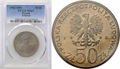 PRL. 50 zlotych 1983 Sobieski PCGS MS67
Wyśmienity egzemplarz. Tylko 2 monety ocenione wyżej przez firmę PCGS.Fischer OB 089&nbsp;
Waga/Weight: Meta...