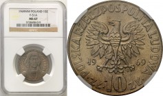 PRL. 10 zlotych 1969 Mikołaj Kopernik NGC MS67 (MAX)
Najwyższa nota gradingowa na świecie.Idealnie zachowana moneta, delikatna patyna.Fischer OB 057...