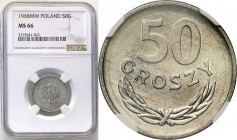 PRL. 50 grosz (Groschen) 1968 aluminum NGC MS66
Piękny menniczy egzemplarz. Wysoka nota gradingowa.Fischer OB 035
Waga/Weight: Metal: Średnica/diame...