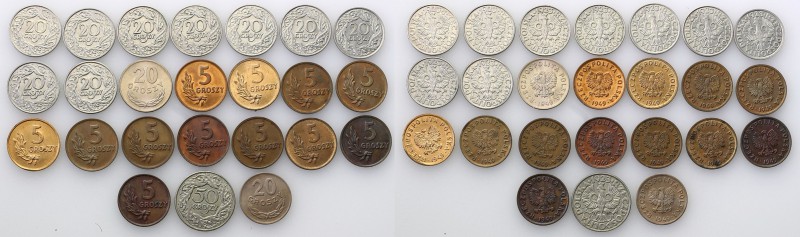 Poland. set grosz (Groschen) II RP + PRL set 24 pieces
Nominały: 5 , 20, 50 gro...