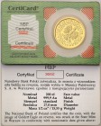III RP 200 zlotych 1997 Eagle Bielik (1/2 ounce gold)
Idealnie zachowana moneta z certyfikatem.Fischer KZ 046
Waga/Weight: 15,55 g Au.999 (1/2 uncji...