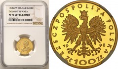 III RP. 100 zlotych 1998 Zygmunt III Waza NGC PF70 ULTRA CAMEO (MAX)
Najwyższa nota gradingowa na świecie.Idealnie zachowana moneta.Fischer KZ (100) ...