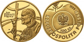 III RP 100 zlotych 1999 John Paul II Pope Pielgrzym
Menniczy egzemplarz w oryginalnym pudełku NBP z certyfikatem. Fischer KZ (100) 004
Waga/Weight: ...
