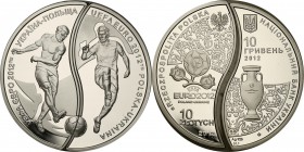 III RP. 10 zlotych + 10 hrywien EURO 2012 UKAIŃSKIE
Ukraińska edycja. Piękny, menniczy egzemplarz. Fischer K (10) 148
Waga/Weight: 33,63 g Ag .925 (...