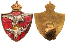 II RP. NKN Badge Supreme National Committee
 Kraków 1914. Wydanie luksusowe, czerwona emalia bezuszkodzeń. 32 x 24 mm. Piękna odznaka, wspaniale zach...
