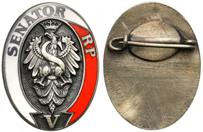 II RP. Badge of the senator of the Republic of Poland, 5th term (1938-1939)
Ema...