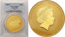 Australia
Australia. Elizabeth II. 100 dollars 2009 Rok Wołu PCGS MS67 
Wyśmienicie zachowana moneta. Piękny blask menniczy.Uncja czystego złota.Fri...