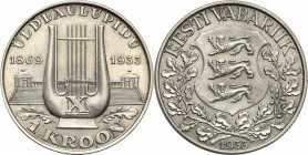 Estonia
Estonia. 1 kroon (Kronen (crowns)a) 1933, Lira 
Rzadsza moneta.
Waga/Weight: 5,96 g Ag Metal: Średnica/diameter: 
Stan zachowania/conditio...