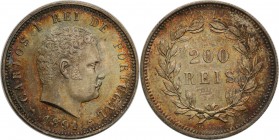Portugal
Portugal, Karol I. 200 reis 1891 
Wyśmienicie zachowana moneta. Piękna patyna.KM 534
Waga/Weight: 5,01 g Ag Metal: Średnica/diameter: 
St...