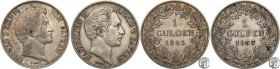Germany
Germany, Bavaria. Gulden 1843/55 - set of 2 coins 
Patyna.
Waga/Weight: 10,50 g Ag każda Metal: Średnica/diameter: 
Stan zachowania/condit...
